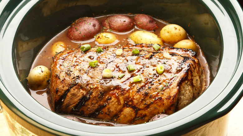 Braised beef roast in pot