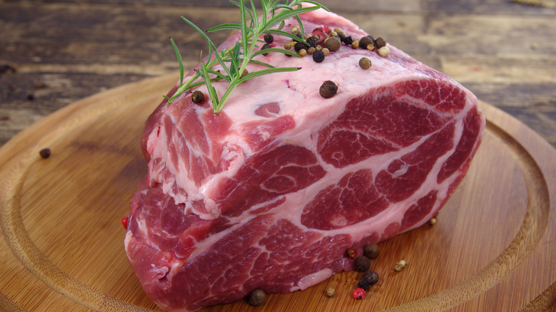 Beef chuck with herb garnishing.