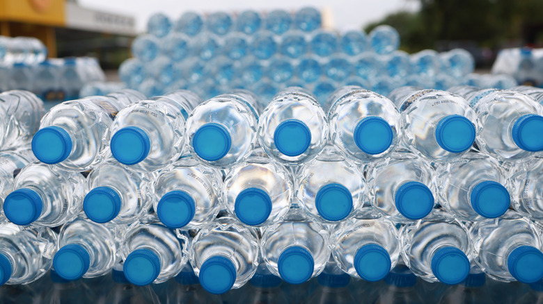 Stacks and stacks of bottled water