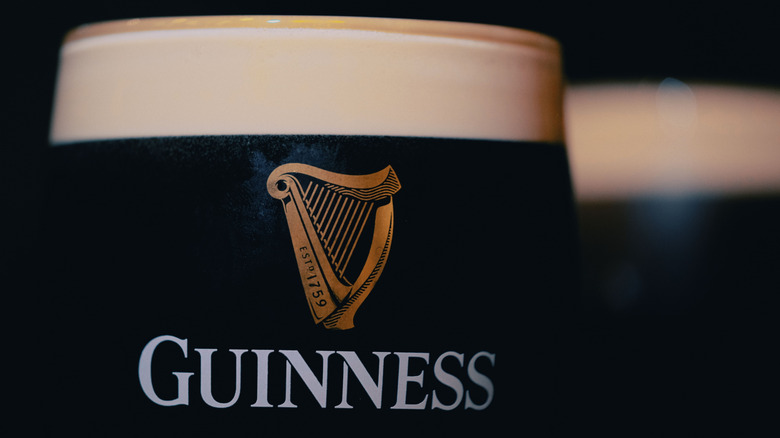 Close-up of Guinness foam