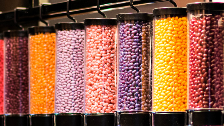 Containers of colorful jelly beans