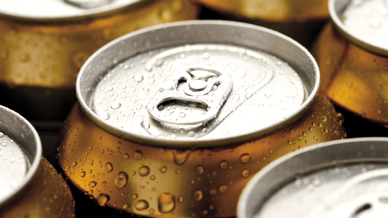 close up of cans of beer