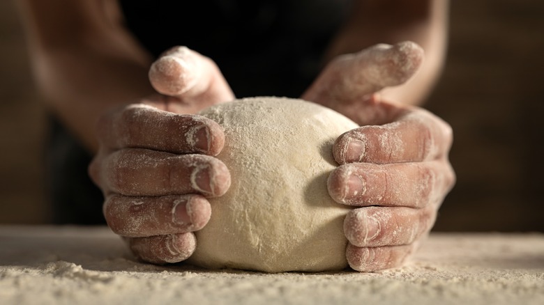 Close up pizza dough ball