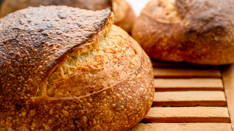 close up of score on bread