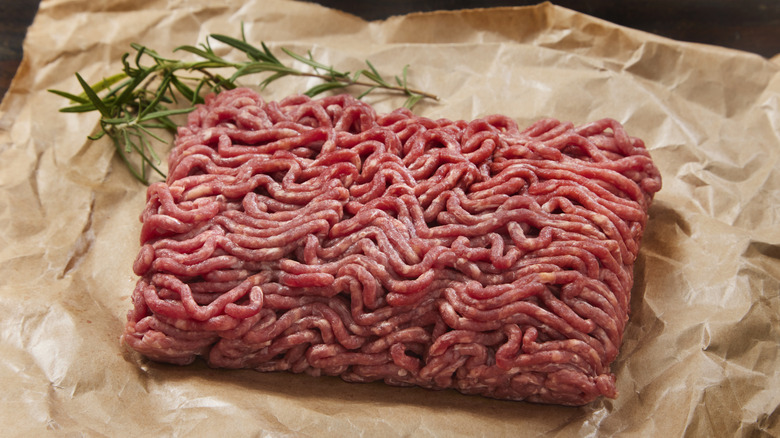 a package of raw ground meat