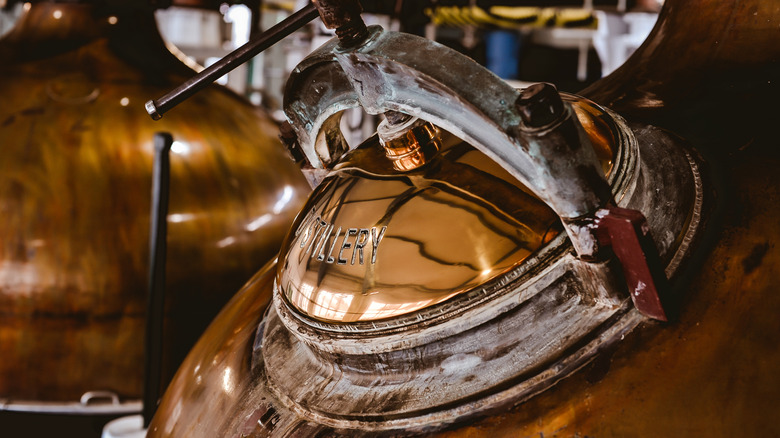 Copper still where whiskey is made