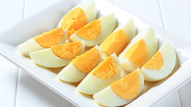 sliced hard boiled eggs