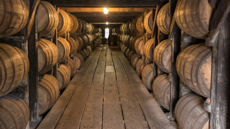 Walkway of a bourbon cellar