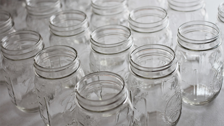 Assortment of empty Mason jars