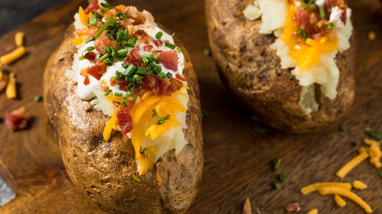 Large baked potato with toppings