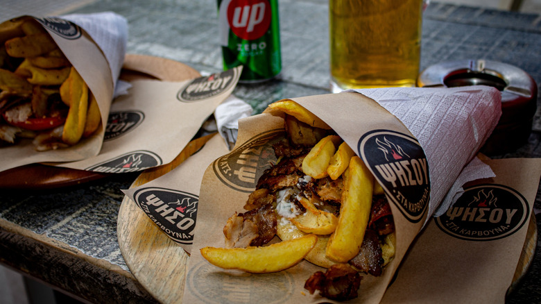 Greek Gyros on table