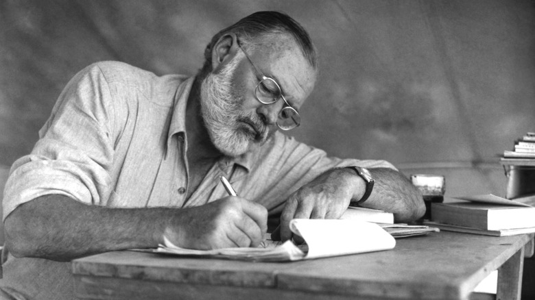 Ernest Hemingway writing 