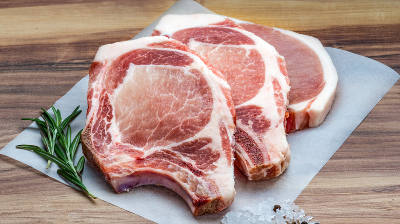 Raw pork chops