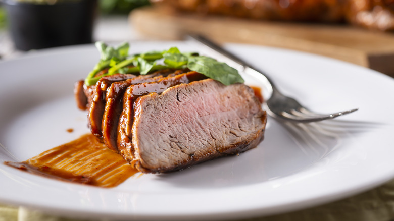 Pork served on a plate