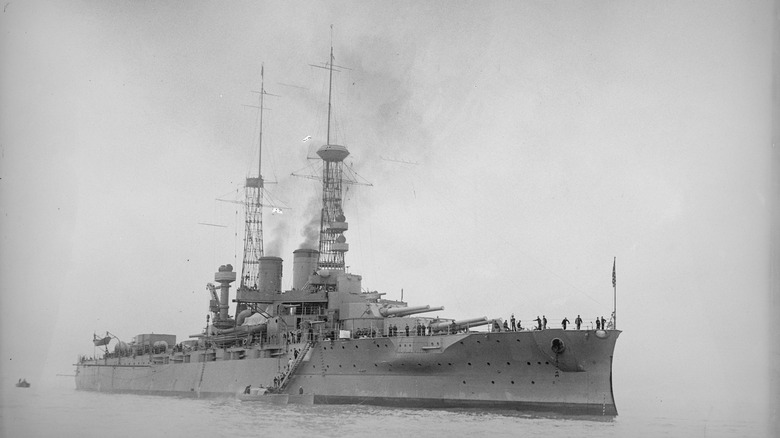 The U.S.S. Arkansas out at sea