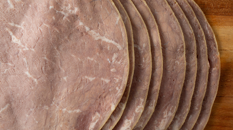 Slices of deli roast beef
