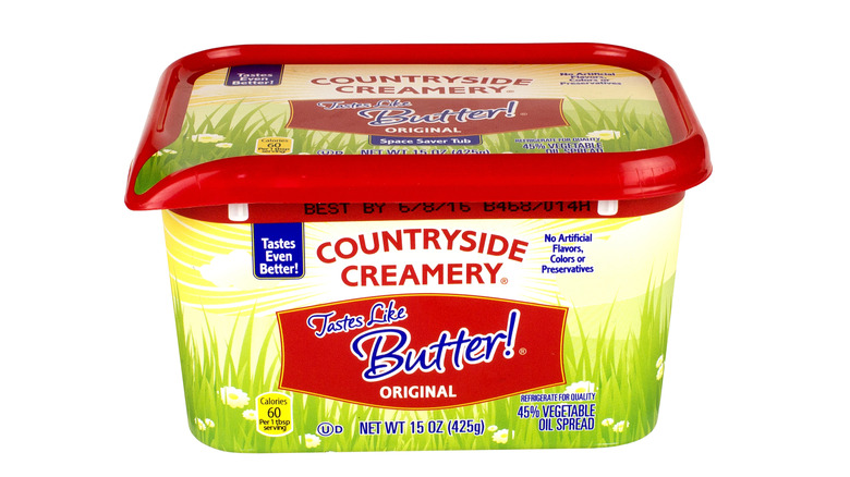 Close up of Countryside Creamery butter tub