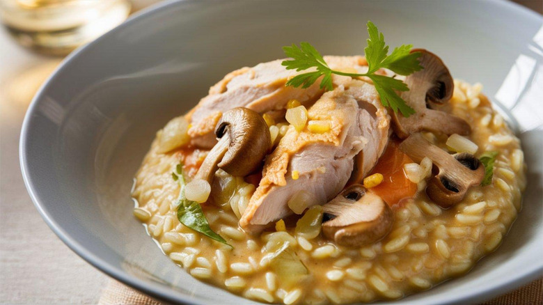 Creamy risotto with chicken