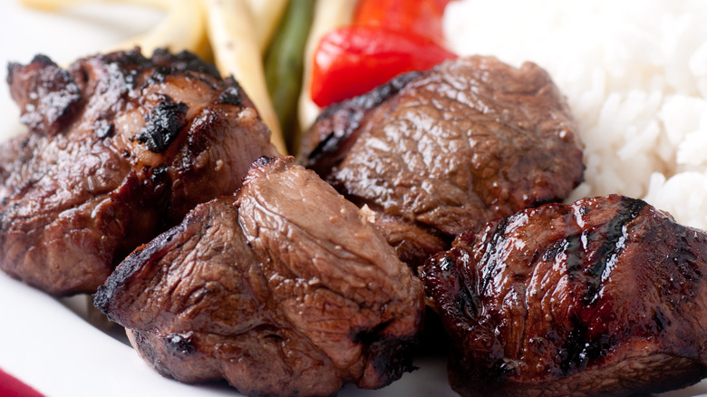Seared steak tips