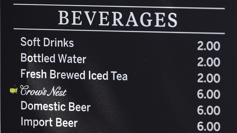 Close up of the menu at the 2024 Masters Tournament
