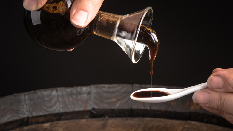 Balsamic vinegar of Modena Tasting with Spoon