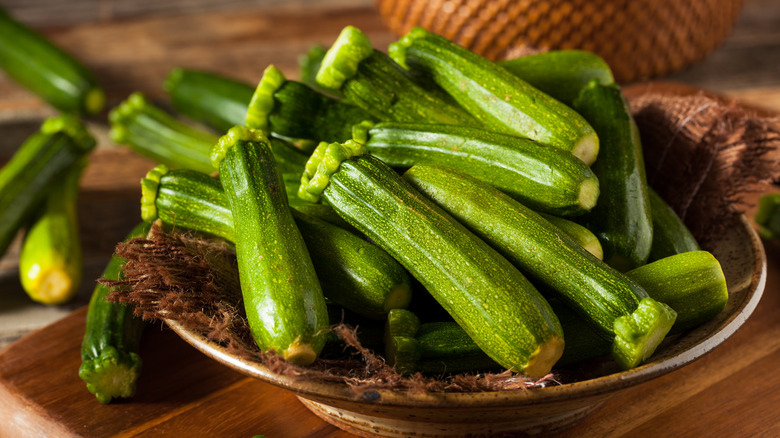 Zucchinis on a table