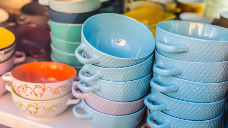 Bright-colored vintage dishware