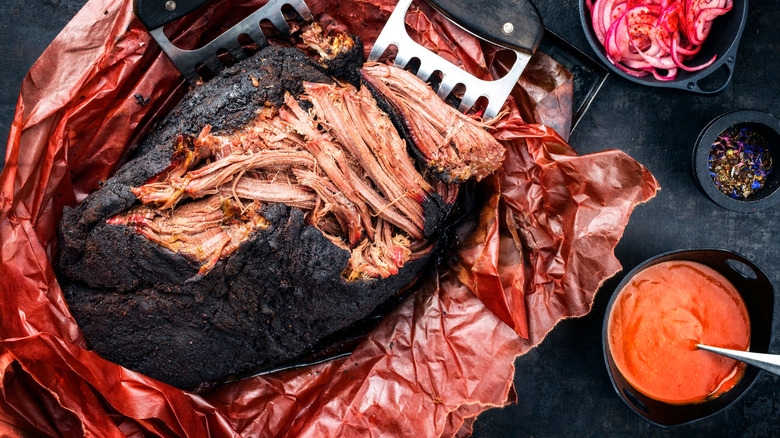 barbecue wagyu beef on peach paper