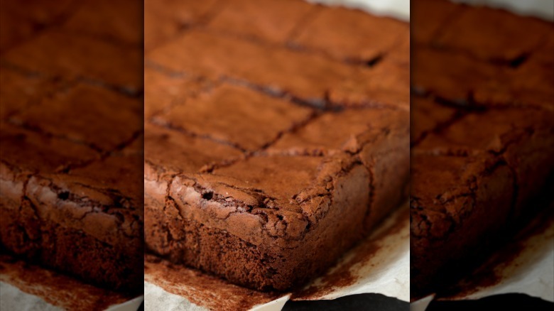 Close-up of perfectly baked brownies