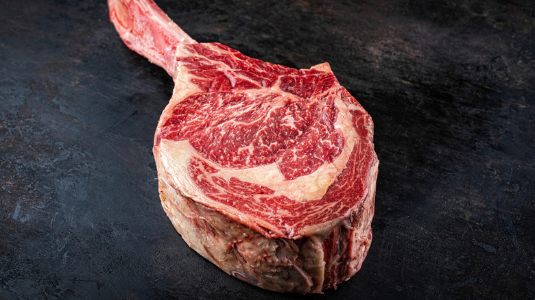 Wagyu tomahawk steak.