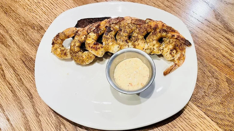 Plate of Grilled Shrimp on the Barbie with dipping sauce