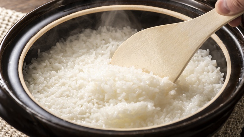 White rice in a pot