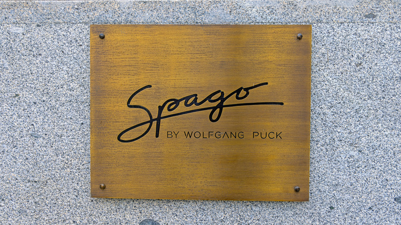 Spago by Wolfgang Puck sign outside of a Spago restaurant