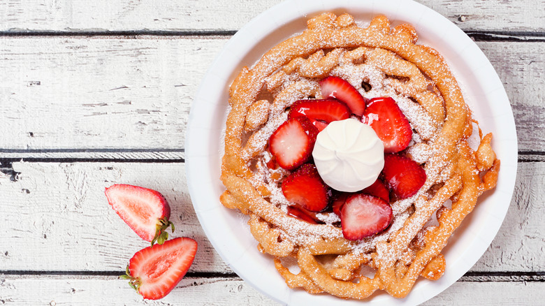 Funnel cake with strawberries