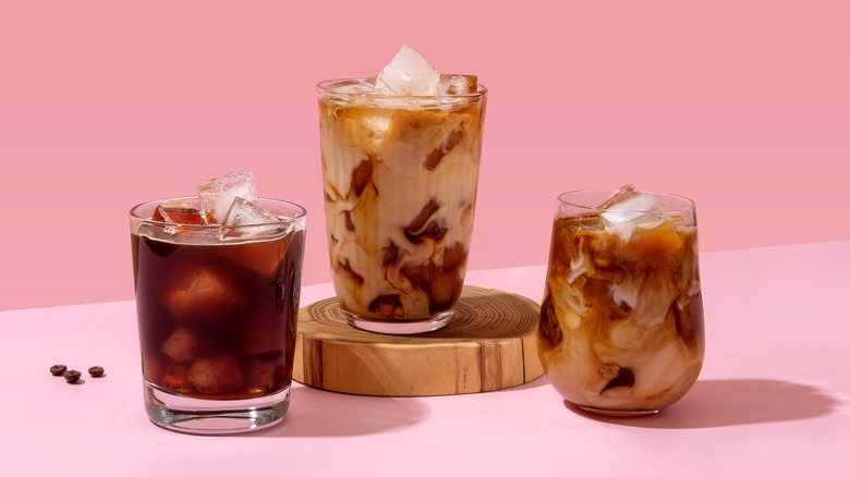 three iced coffee drinks