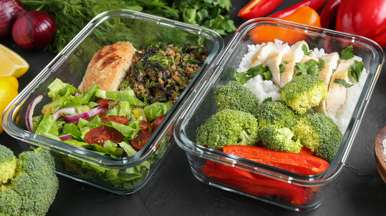 Meal prep in glass containers