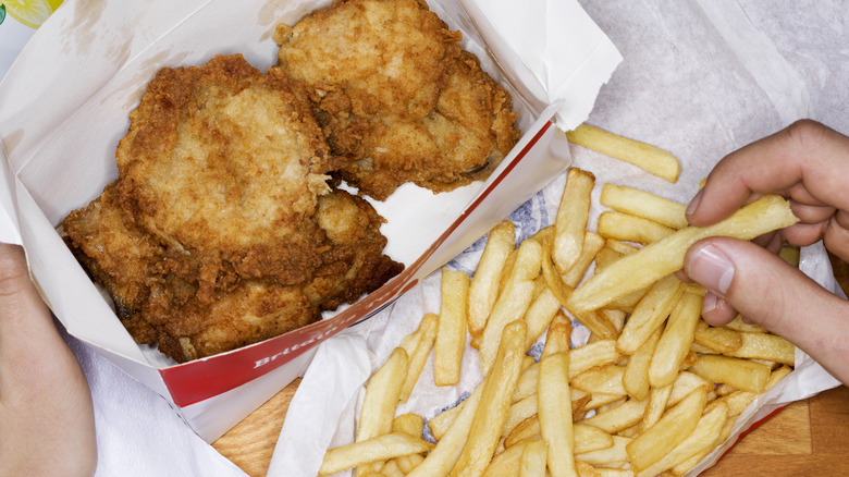 Fried chicken and fries takeout