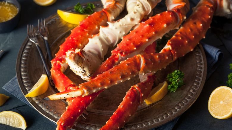 Alaskan crab legs on a plate