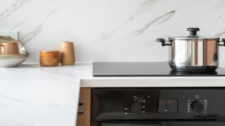 Birds eye angle of counter top edge