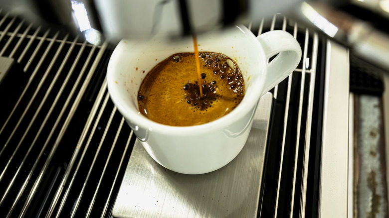 pouring espresso shot