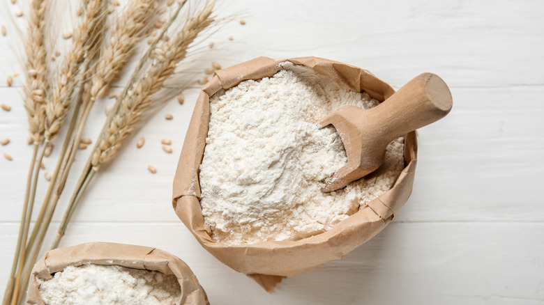 A bag of flour on a table