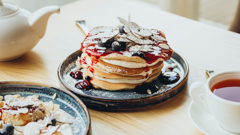 stack of pancakes served for breakfast
