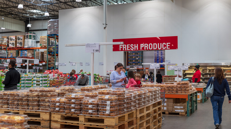 Shoppers in Costco produce section