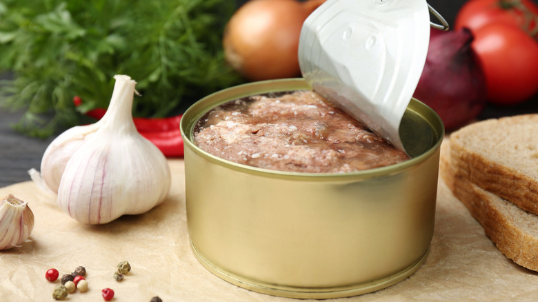Canned meat with other ingredients
