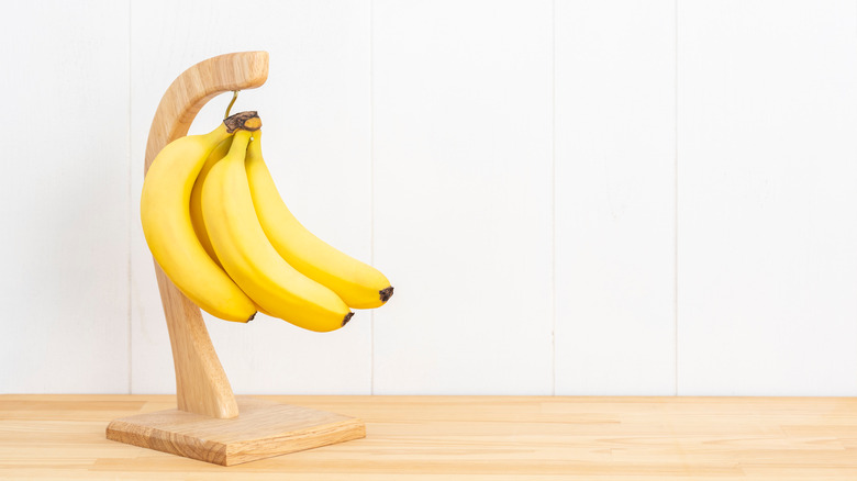 Bananas hanging on a hook