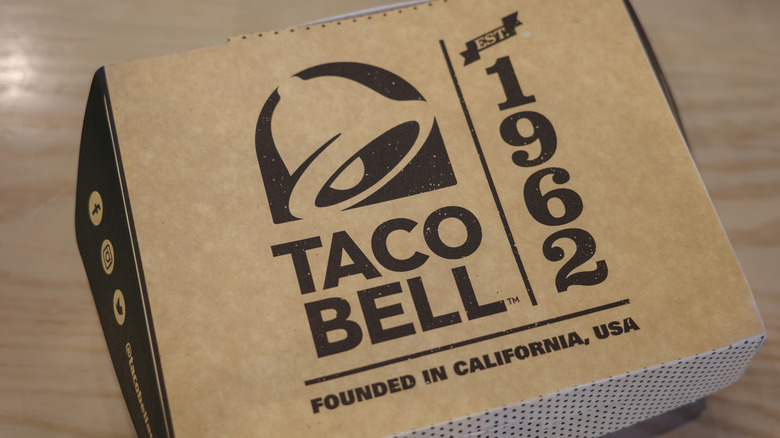 Taco Bell box printed with founding date and location