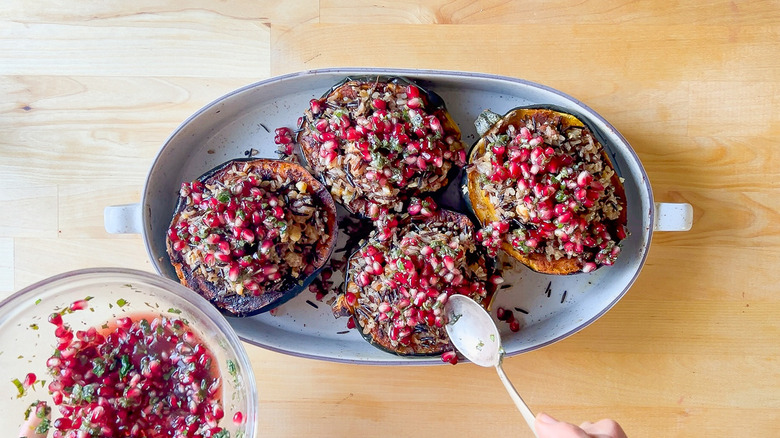 Stuffed acorn squash with relish