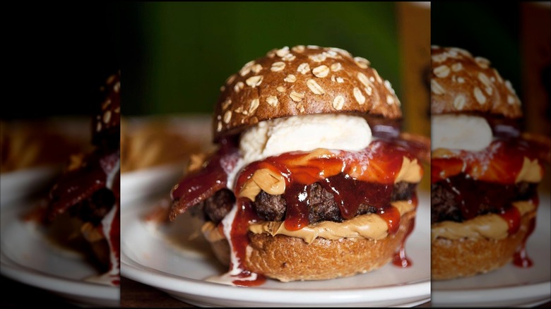 A closeup of the Peanut Butter and Jellousy Burger