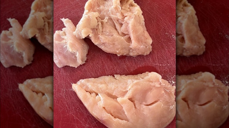 An example of woody chicken, close up