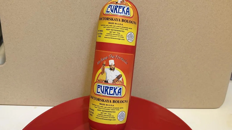 Package of Eureka Doctorskaya Bologna leaning against a beige surface